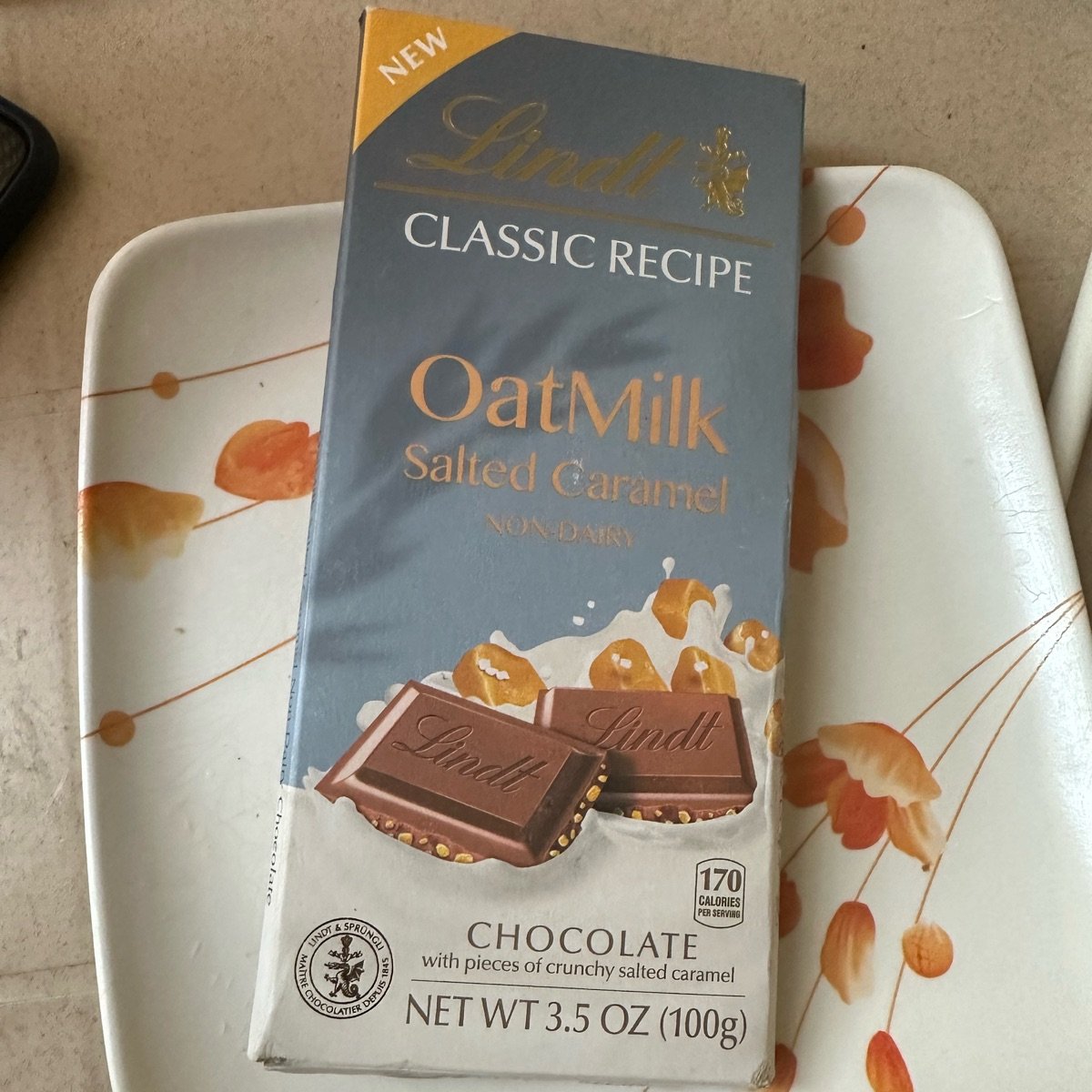 Lindt CLASSIC RECIPE Oat Milk Salted Caramel Chocolate Bar, 3.5 oz.