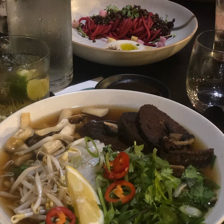 photo of Green Man's Arms Soymilk Ramen and Beetroot Linguine shared by @vegandelish on  27 Jun 2023 - review