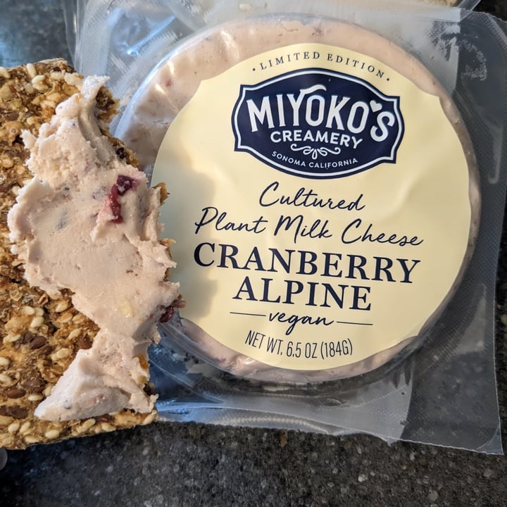 photo of Miyoko's Creamery Cranberry Alpine Cultured Plant Milk Cheese shared by @teamfidler on  06 Mar 2023 - review