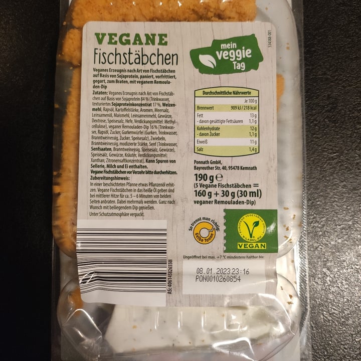 photo of Mein Veggie Tag Vegane Fischstäbchen shared by @ilmirko on  01 Jan 2023 - review