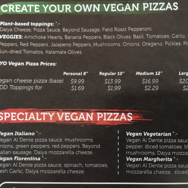 photo of Sarpino's Pizzeria Downers Grove Vegan Italiano Pizza shared by @gloriaabillion on  23 Jun 2023 - review