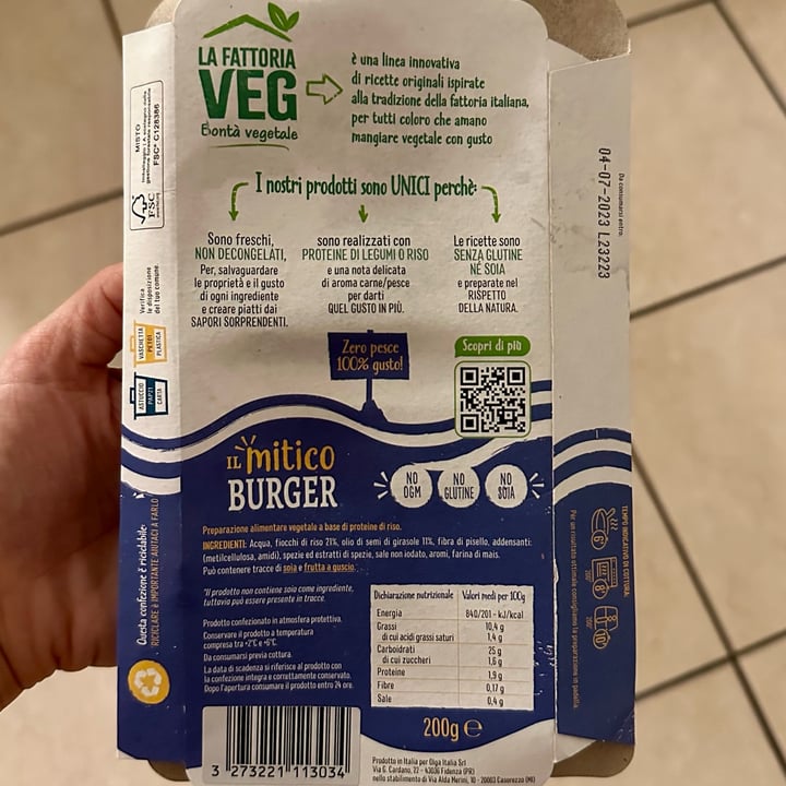 photo of la fattoria veg burger zero pesce 100%gusto shared by @adele91m on  11 Jul 2023 - review