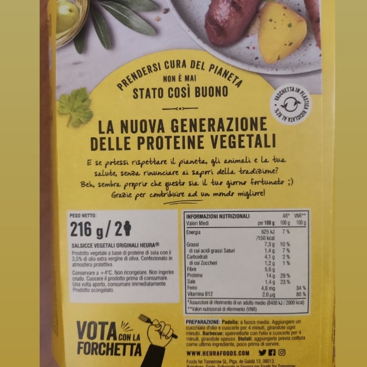 photo of Heura salsiccia originale refrigerato shared by @felika on  16 May 2023 - review