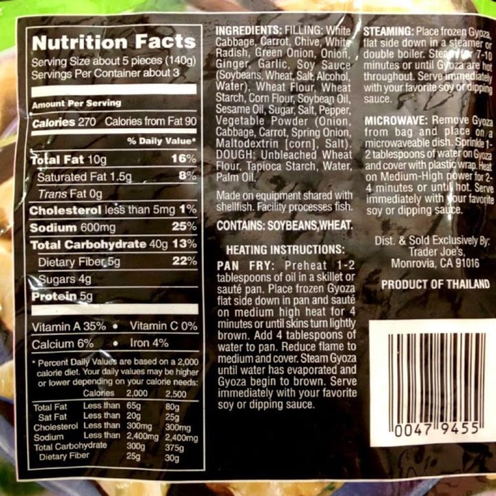 photo of Trader Joe's Thai Vegetable Gyoza shared by @autvvmn on  19 Mar 2023 - review