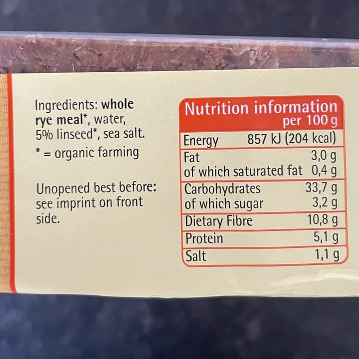 photo of Delba Organic Linseed Bread shared by @bryanvegan on  18 Jul 2023 - review