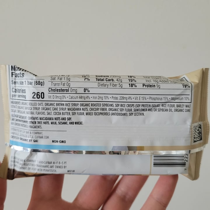 photo of Clif Bar white chocolate and macadamia nut shared by @yourfriendjen on  22 May 2023 - review