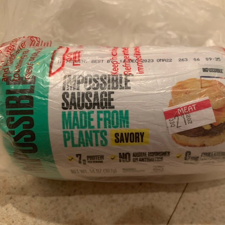 photo of Impossible Foods Impossible Sausage (Ground Savory) shared by @allhess on  29 Dec 2022 - review