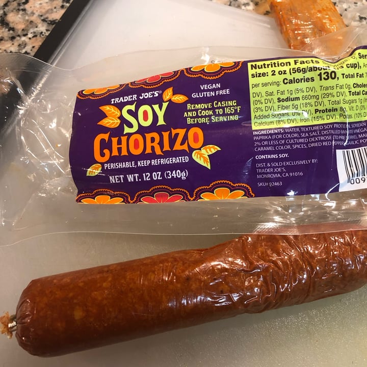 photo of Trader Joe's Soy Chorizo shared by @emdothe77 on  13 Feb 2023 - review