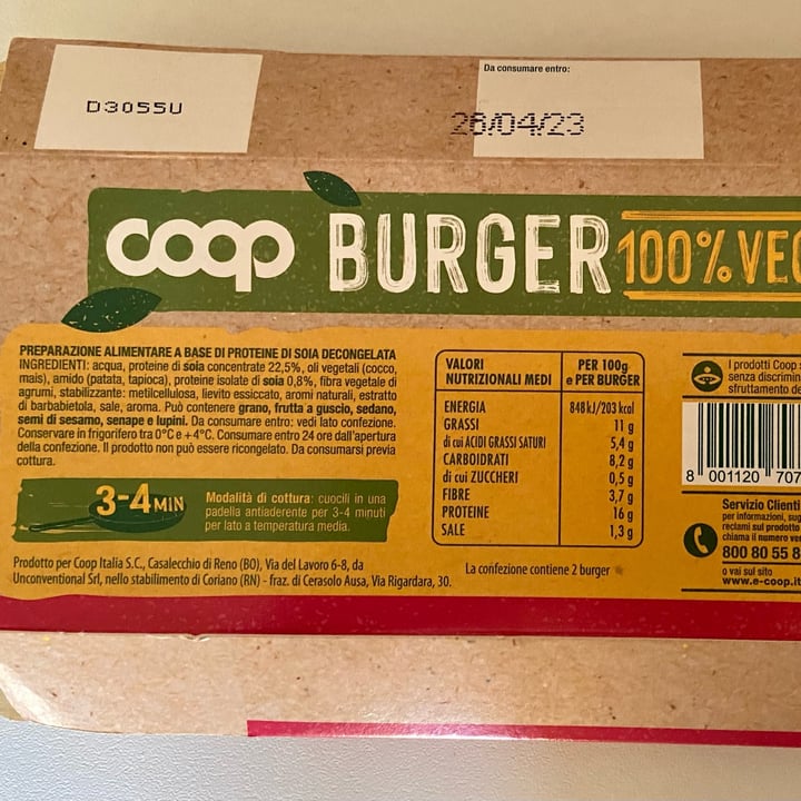 photo of Coop Burger 100% Vegetale shared by @gaiabart on  11 Apr 2023 - review