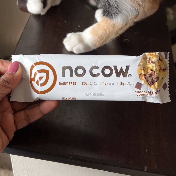 photo of No Cow Chocolate Chip Cookie Dough Protein Bar shared by @thatveganbaygal on  06 Feb 2023 - review