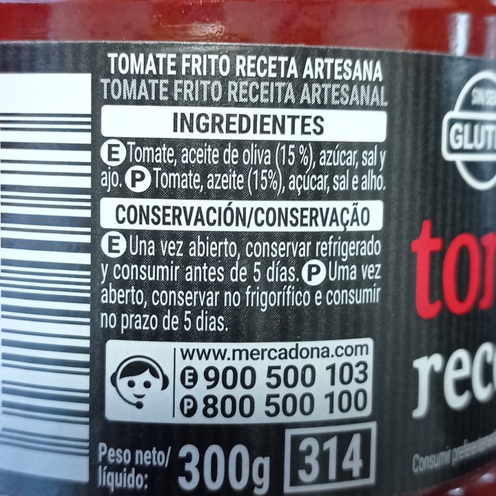photo of Hacendado Tomate frito receta artesana 300g shared by @tintadecuervo on  16 Jul 2023 - review