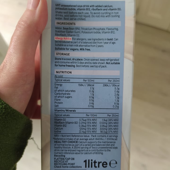 photo of Tesco Organic Soya Milk shared by @chiaraveg75 on  14 Aug 2023 - review