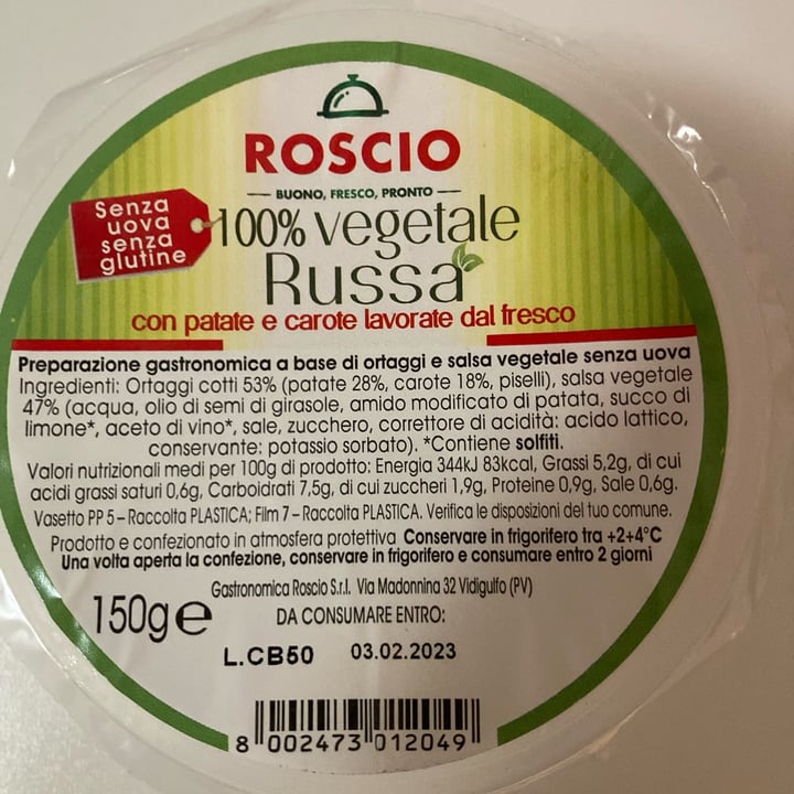 photo of Roscio Insalata Russa 100% vegetale shared by @daxvegan on  29 Dec 2022 - review