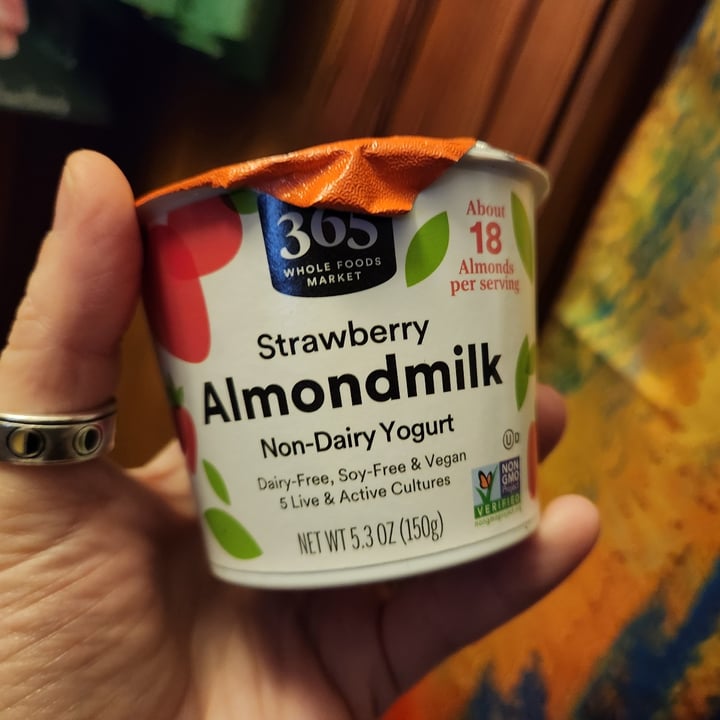 photo of 365 Whole Foods Market strawberry almondmilk non-dairy yogurt shared by @theveganwitch13 on  31 Mar 2023 - review