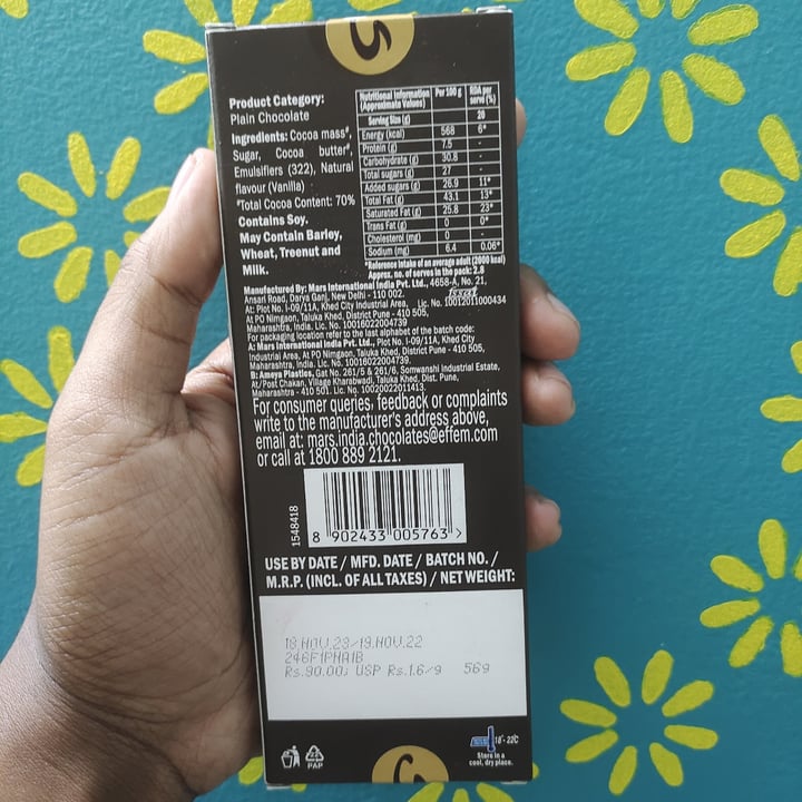 photo of Galaxy Fusions Dark Chocolate With 70% Cocoa shared by @keerthan20 on  23 Jan 2023 - review