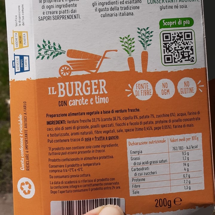 photo of la fattoria veg burger carote e timo shared by @perasperaadastra on  18 Apr 2023 - review