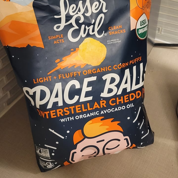 photo of Lesser Evil Snacks Space Balls Interstellar Cheddar shared by @pinkobsessedvegan on  01 Aug 2023 - review