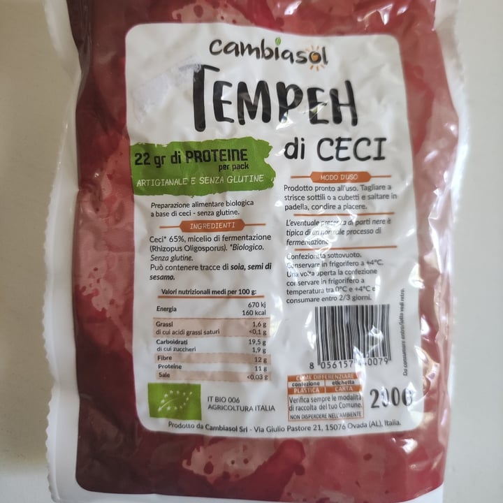 photo of Cambiasol Tempeh di ceci shared by @claveg on  10 Aug 2023 - review