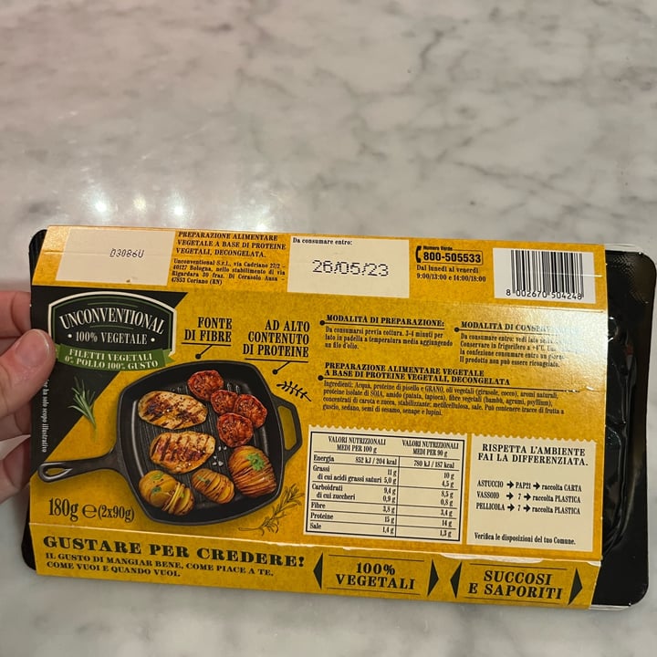 photo of Unconventional Filetti Vegetali 0% Pollo 100% Gusto - Plant Based Fillet shared by @katezili8 on  22 May 2023 - review