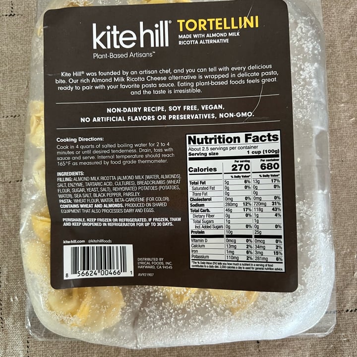 photo of Kite Hill Ricotta Tortellini shared by @annettej on  12 Mar 2023 - review