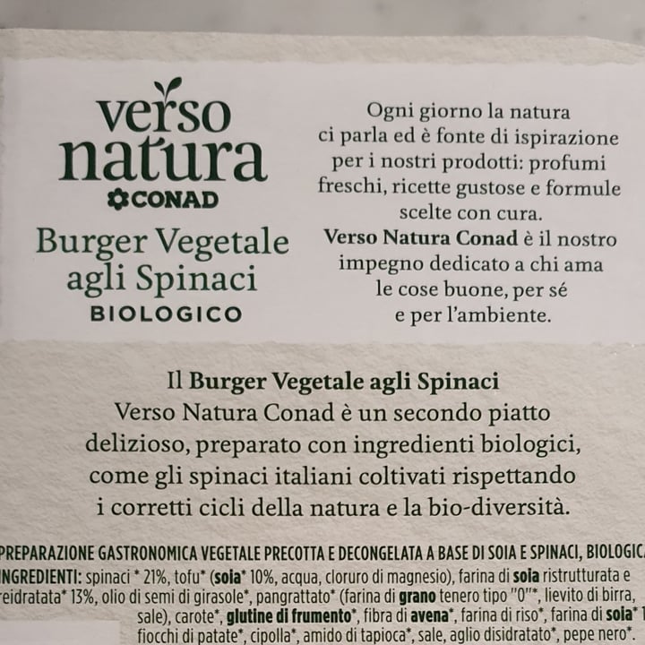 photo of Verso Natura Conad Veg Burger vegetale agli spinaci biologico shared by @gigiavegan on  08 Aug 2023 - review