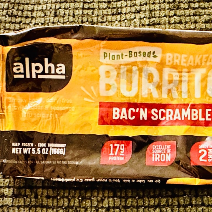 photo of Alpha Foods Bac'n Scramble Breakfast Burrito shared by @epwlandp on  27 Feb 2023 - review