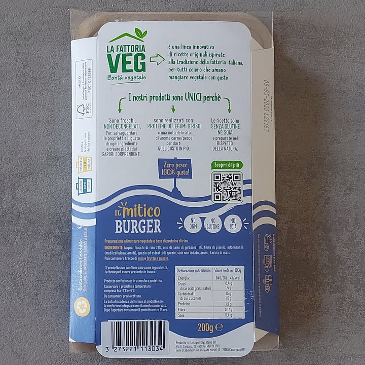photo of la fattoria veg burger zero pesce 100%gusto shared by @elenabersan on  05 May 2023 - review