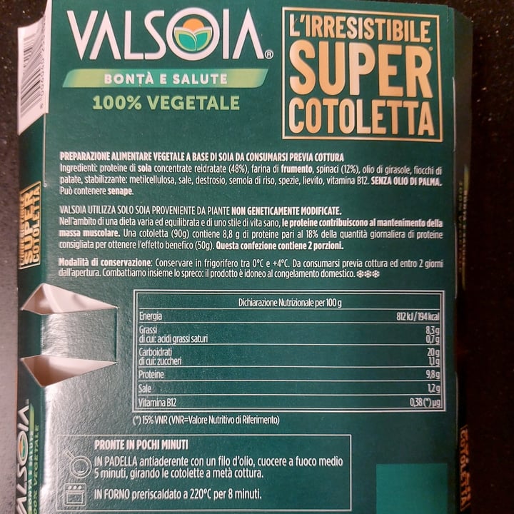 photo of Valsoia L’irresistibile Super Cotoletta con Spinaci shared by @gemmaviva on  06 Jan 2023 - review