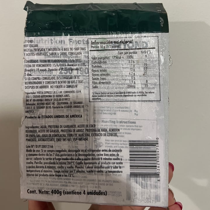 photo of Beyond Meat Beyond Sausage Hot Italian shared by @gaby-miss-x on  18 Jul 2023 - review
