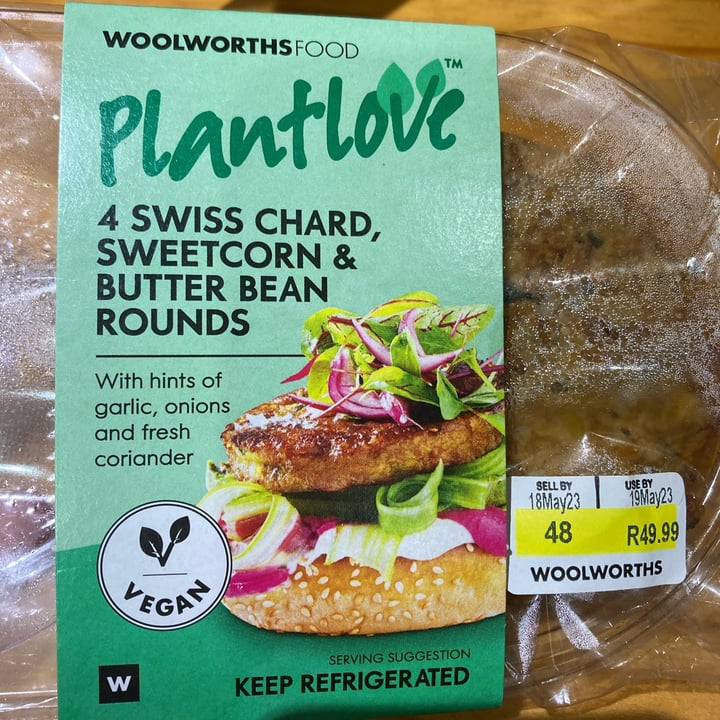 photo of Woolworths Food plantlove Swiss chard Sweetcorn And Butterbean Rounds shared by @chello95 on  18 May 2023 - review