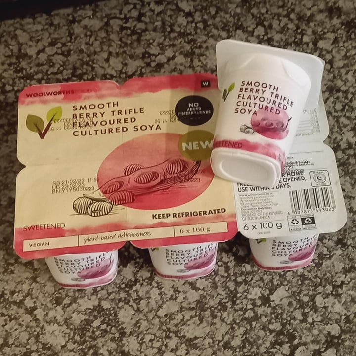photo of Woolworths Food Smooth Berry Trifle Flavoured Cultured Soya shared by @ronelle on  24 Feb 2023 - review