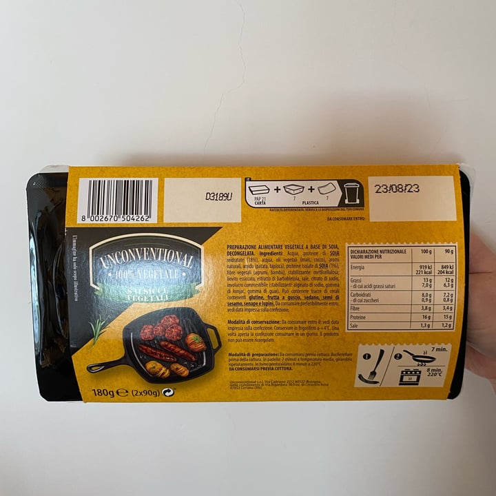 photo of Unconventional Salsicce Vegetali - Sausages shared by @giulia24 on  12 Aug 2023 - review