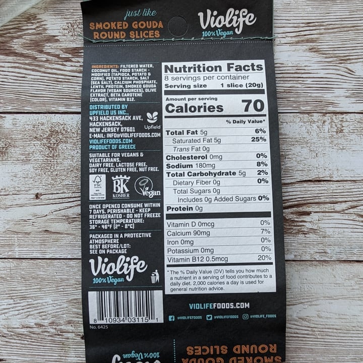 photo of Violife Smoked Gouda Round Slices shared by @theveganfeast on  08 Jan 2023 - review