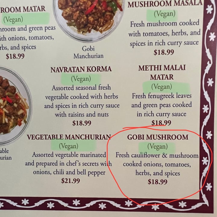 photo of Bombay Restaurant Cuisine of India Gobi Mushroom shared by @dirtysnouts on  24 Jan 2023 - review