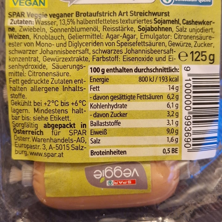 photo of Spar Veggie Brotaufstrich Art Streichwurst | meat spread like bread spread shared by @vanpanda on  07 Aug 2023 - review