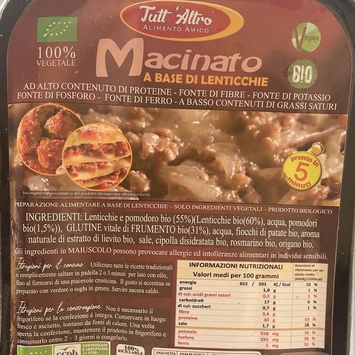photo of TUTT' ALTRO Alimento Amico Macinato (lenticchie) shared by @alessandrabattaglia on  29 Mar 2023 - review