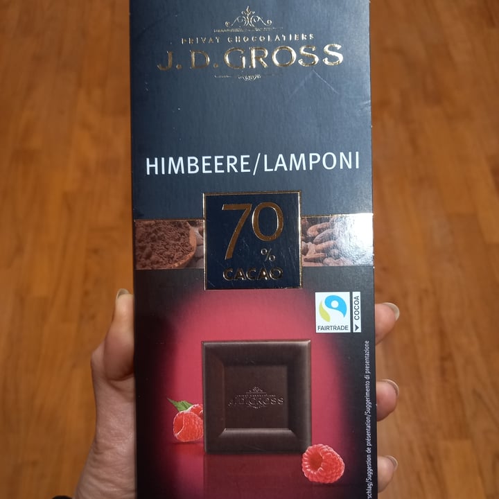 photo of J. D. Gross Cioccolato 70% cacao lamponi shared by @veghealty on  20 Apr 2023 - review