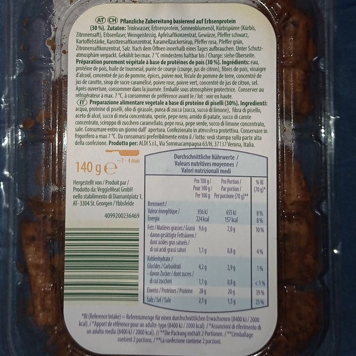 photo of Just Veg! (ALDI Italy) Pulled chunks shared by @piumy1983 on  28 Feb 2023 - review