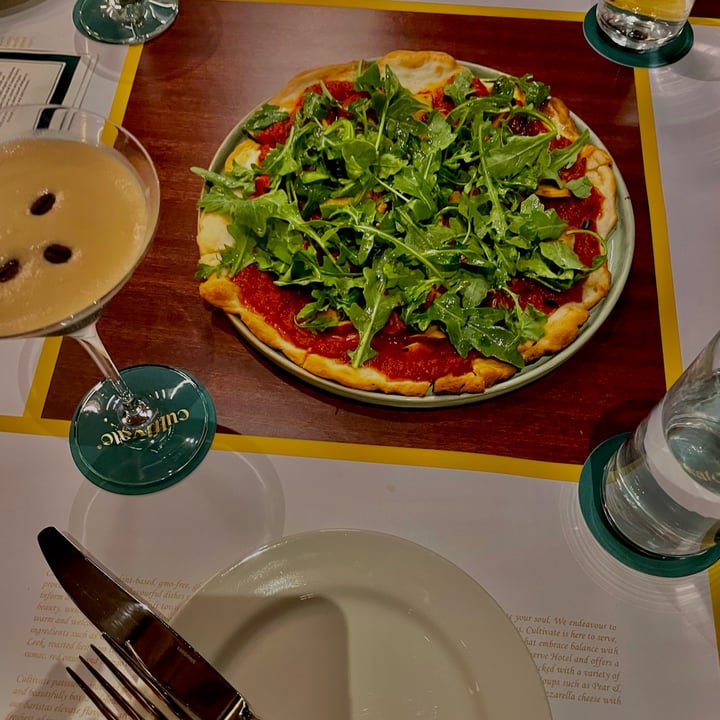 photo of Cultivate Cafe Gluten-free Pizzetta with Sundried Tomato Sauce, Roasted Heirloom Tomatoes, Cashew Milk Mozzarella with Chilli Oil & Seasoned Organic Rocket shared by @priyangav on  15 Mar 2023 - review