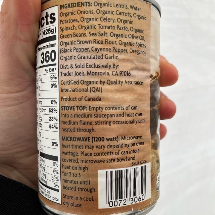 photo of Trader Joe's Organic Lentil Vegetable Soup shared by @oshmorethstorm on  14 Feb 2023 - review