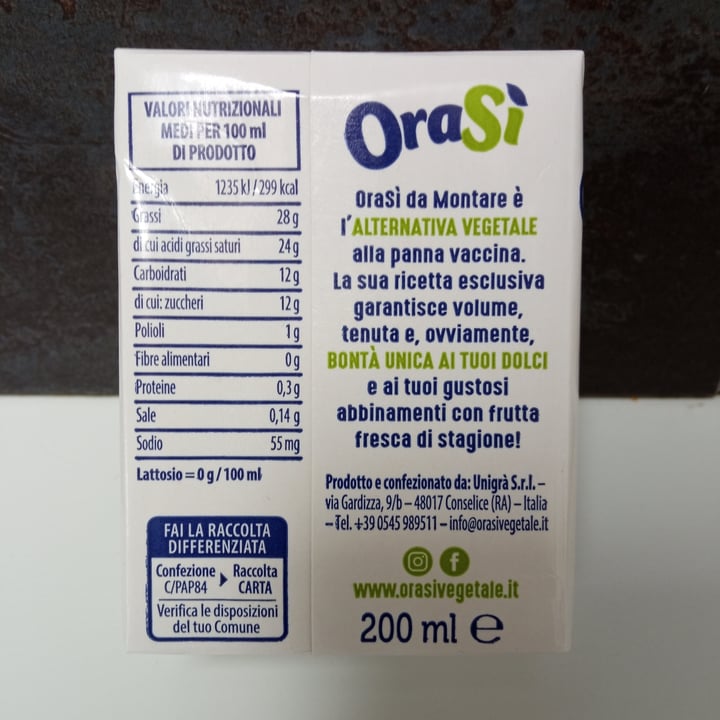 photo of OraSí 100% Plant based crema da montare shared by @stefymeroni on  15 May 2023 - review