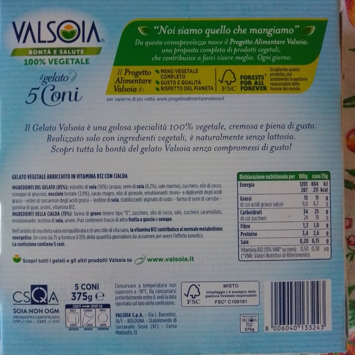 photo of Valsoia il Gelato 5 Coni shared by @robertaboschi on  03 Aug 2023 - review