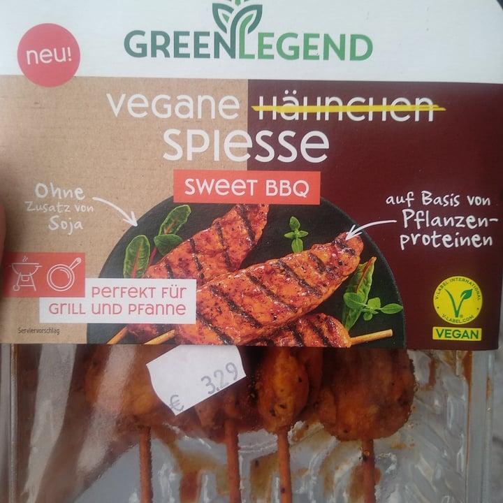 photo of Green Legend Vegane Hähnchen-Spieße sweet BBQ shared by @farewell2flesh on  01 Jul 2023 - review