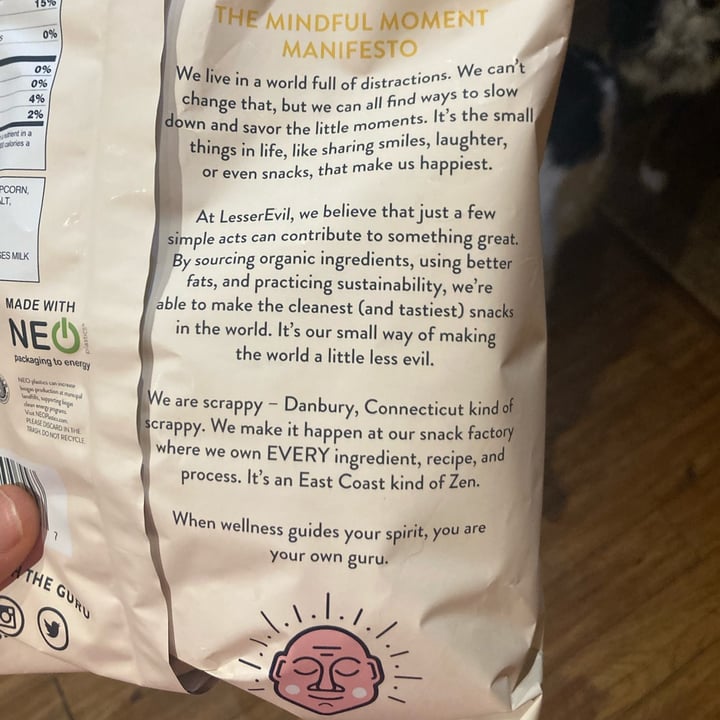 photo of Lesser Evil Snacks Organic popcorn Himalayan gold shared by @lansterm on  08 Jan 2023 - review