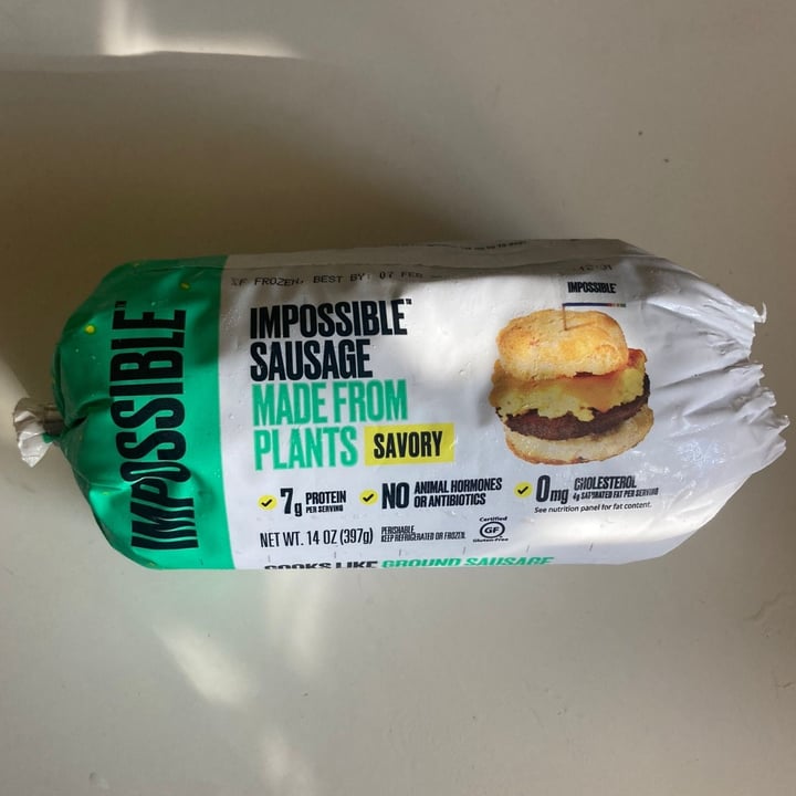photo of Impossible Foods Impossible Sausage (Ground Savory) shared by @taysavage on  27 Apr 2023 - review