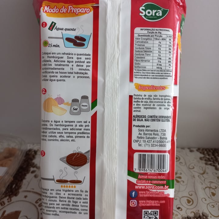 photo of Sora Hambúrguer vegetal multigrãos shared by @lucenai on  08 Jan 2023 - review