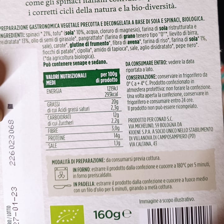 photo of Verso Natura Conad Veg Burger vegetale agli spinaci biologico shared by @sammy2001 on  20 Jan 2023 - review