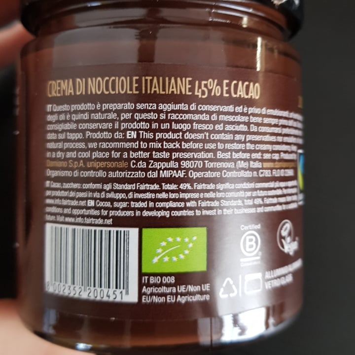 photo of Damiano Think Organic Chocobella - Crema di nocciole italiane 45% e cacao shared by @88sha on  25 Apr 2023 - review