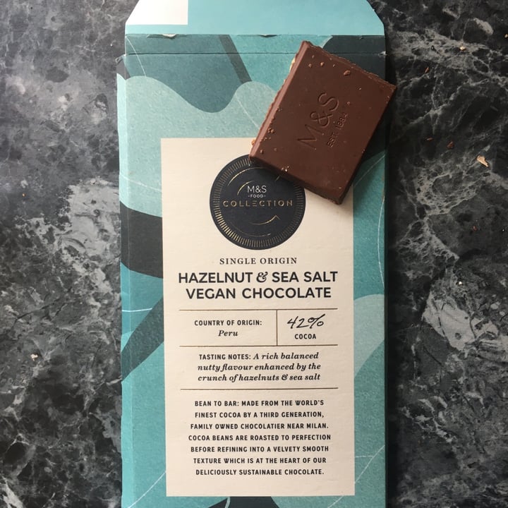 photo of Marks & Spencer Food (M&S) Hazelnut and Sea Salt Vegan Chocolate shared by @saera on  07 Aug 2023 - review