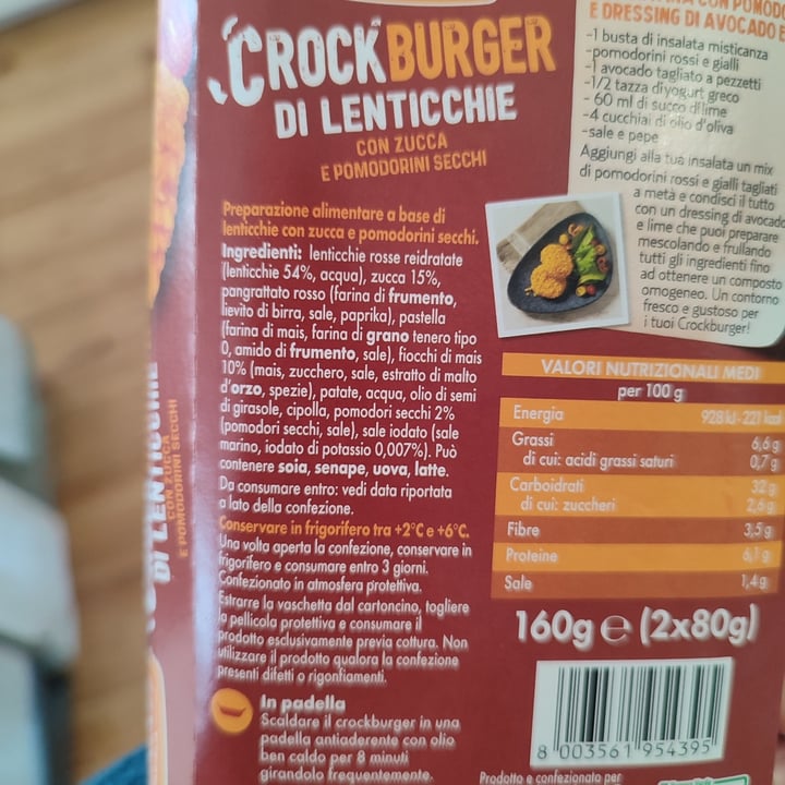 photo of Zerbinati Crockburger Di Lenticchie Con Zucca E Pomodori Secchi shared by @niji on  31 Mar 2023 - review